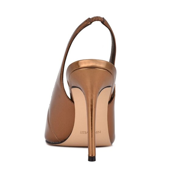 Nine West Bronze Feather Pointy Toe Slingback Pumps - Picture 4 of 4